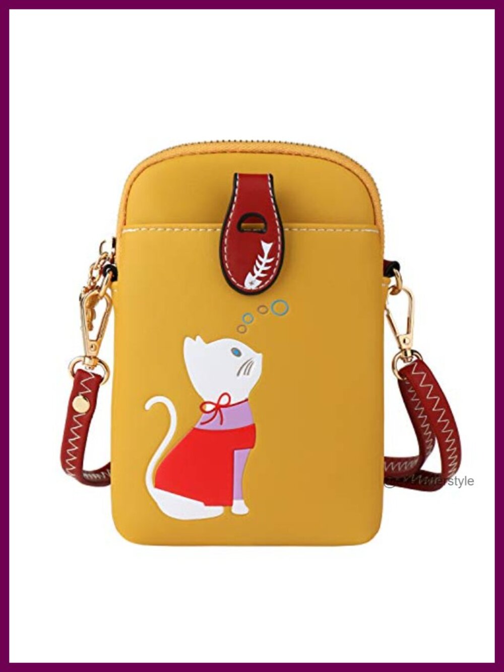 Small Leather Crossbody Bag Cat Pattern Cell Phone Purse